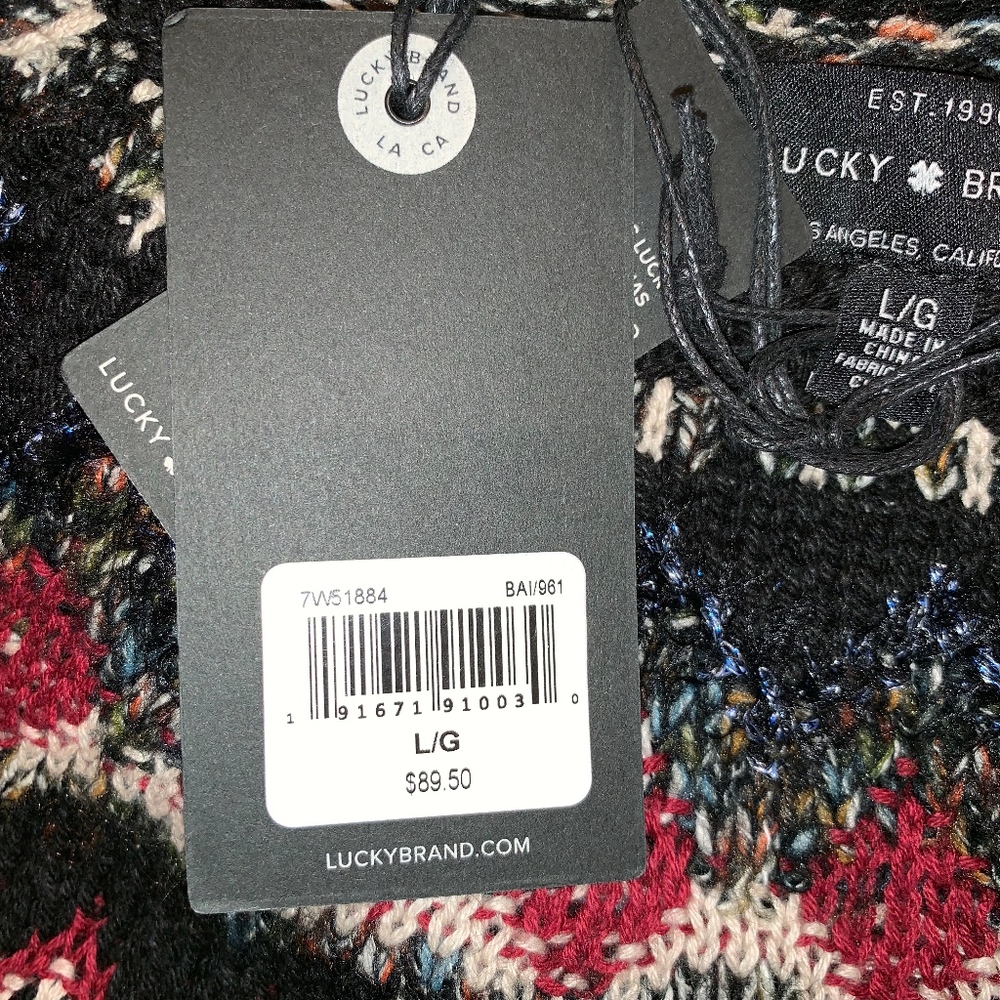 NWT Lucky Brand Black Fair Isle Sweater - Picture 5 of 5